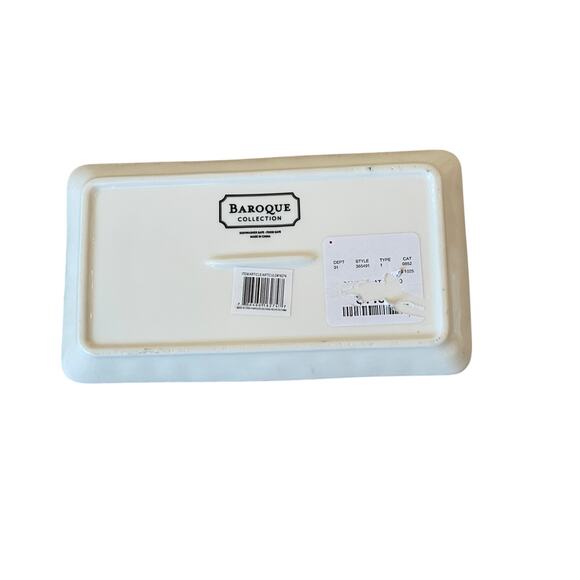 Baroque Covered Butter Dish 7in White Ceramic w/ Gold Beaded Trim Glam NEW - Picture 13 of 15